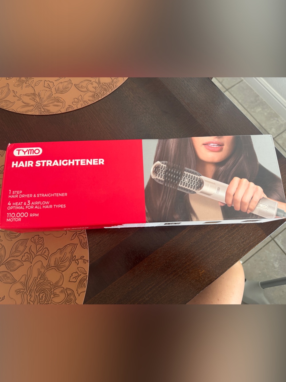 Tymo 1-Step Hair Straightener Brush in Red and White